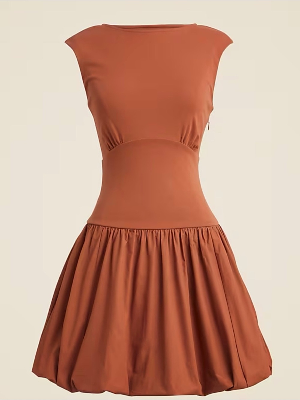 NEW J. Crew Bubble Hem Mixy Dress Mixed Media Toasted Paprika Mini Plus Size 2XL